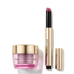 Estee Lauder Rose Pink Lipstick Stick with Gold Accented Night Cream
